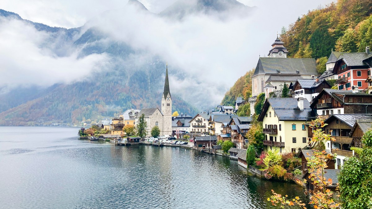 Hallstatt village beside a calm lake and mountain backdrop